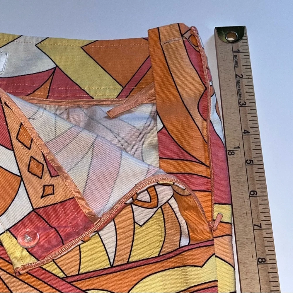 Talbots‎ Size 8 Retro Geometric Pattern Orange, Yellow and White Skirt